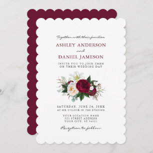 Watercolor Burgundy Floral Greenery Wedding S Invitation