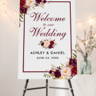 Watercolor Burgundy Floral Wedding Welcome