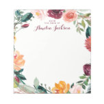 Watercolor Burgundy Flower Personalized Stationery Notepad at Zazzle