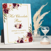 Watercolor Burgundy Gold Wedding Hot Chocolate Bar