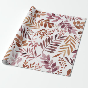 Watercolor Burgundy leaves wrapping paper