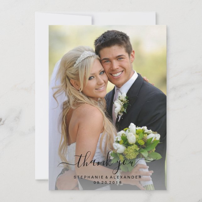 Watercolor Burgundy Navy Flowers Wedding Thank You (Front)