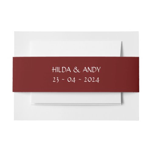 Watercolor Burgundy Navy Roses Invitation Belly Band