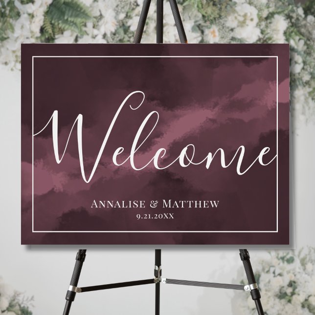 Watercolor Burgundy Red Wedding Welcome Foam Board (Watercolor Burgundy Red Wedding Welcome Foam Board)