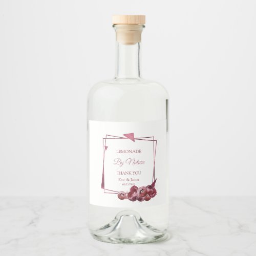 Watercolor Burgundy Wild berries Liquor Bottle Label