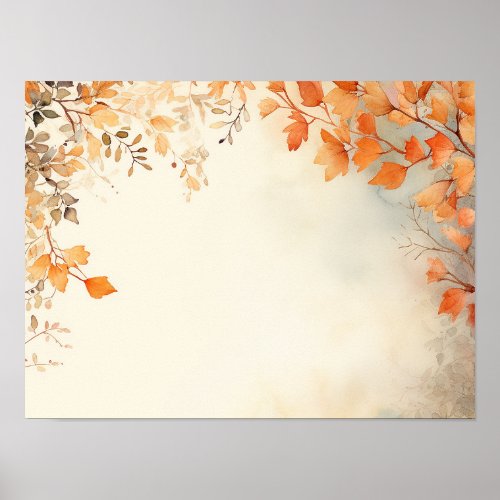 Watercolor Burnt Orange Autumn Leaves  Poster