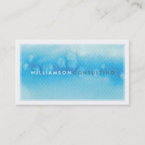 Customizable WATERCOLOR BUSINESS CARD :: modern trendy blue