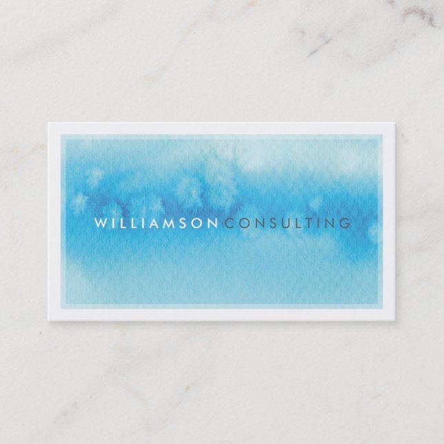 WATERCOLOR BUSINESS CARD :: modern trendy blue (Front)
