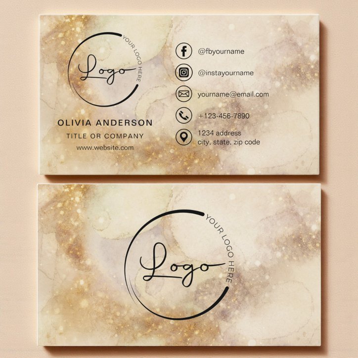 Watercolor Business Logo Social Media Business Card