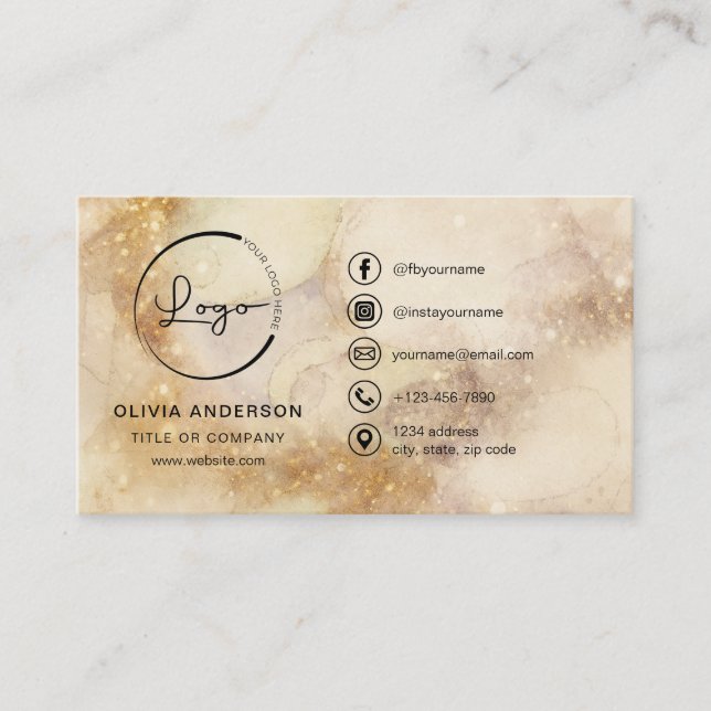 Watercolor Business Logo Social Media Card (Front)