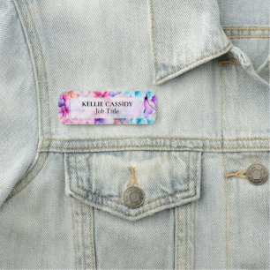 Watercolor Business Purple Pink Floral Name Tag