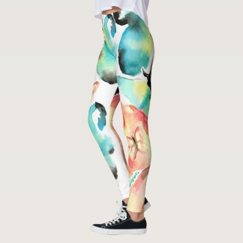 Watercolor Butterflies abstract pattern Leggings