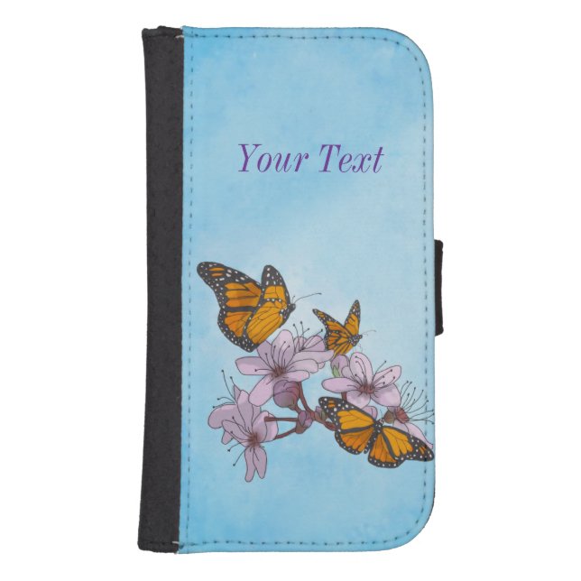 Watercolor Butterflies and Blossoms Samsung Galaxy Wallet Case (Front)