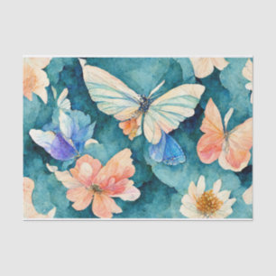 Watercolor Butterflies and Flowers Tissue Paper