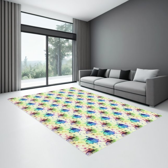 Watercolor Butterflies Area Rug (Insitu (Indoor 3))