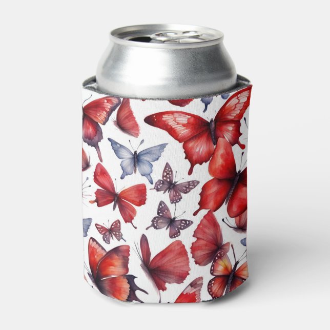 Watercolor butterflies art  can cooler (Can Front)