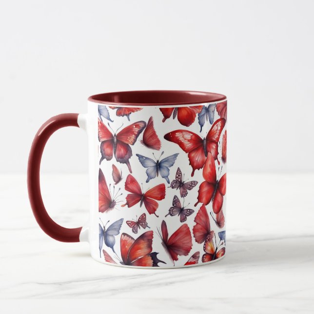 Watercolor butterflies art  mug (Left)