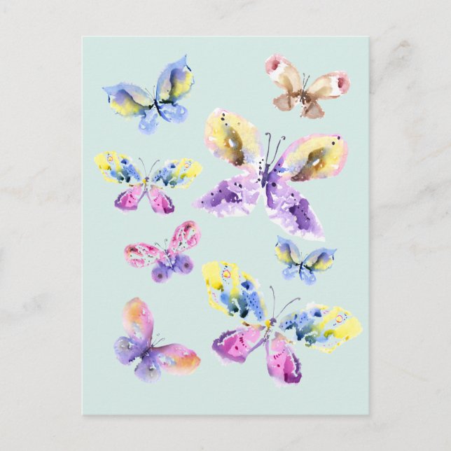 Watercolor butterflies art Postcard (Front)