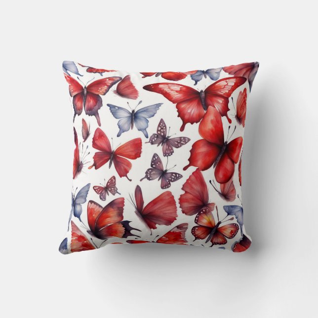 Watercolor butterflies art  throw pillow (Back)