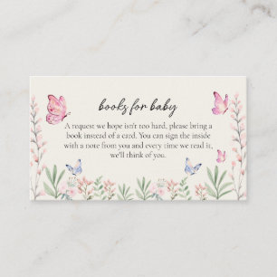 Watercolor Butterflies Baby Shower Books for Baby Enclosure Card