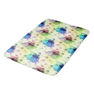 Watercolor Butterflies Bath Mat