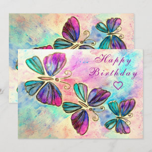 Watercolor Butterflies Birthday Card