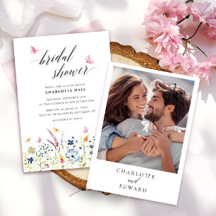 Watercolor Butterflies Blush Pink Bridal Shower Invitation