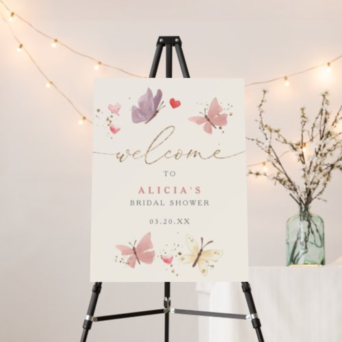 Watercolor Butterflies Bridal Shower Welcome Sign