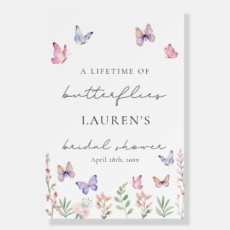 Watercolor Butterflies Bridal Shower Welcome Sign