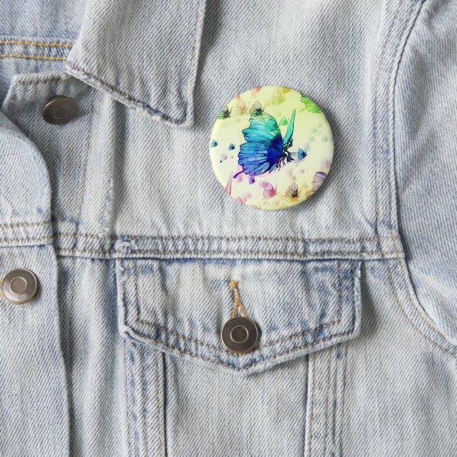 Watercolor Butterflies Button (In Situ)