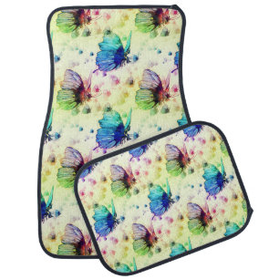 Watercolor Butterflies Car Mats