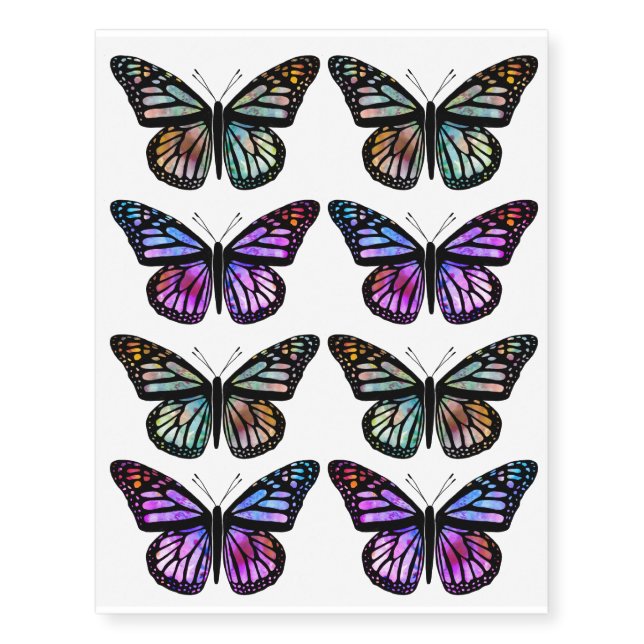 Watercolor Butterflies Colorful and Beautiful Temporary Tattoos (Front)
