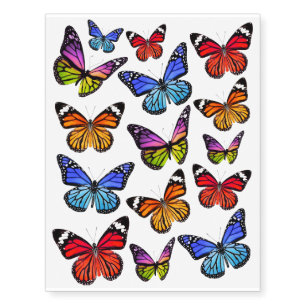 Watercolor Butterflies Colorful Rainbow Temporary Tattoos