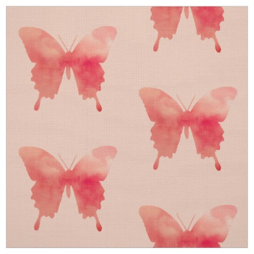Watercolor Butterflies - Coral and Peach Fabric