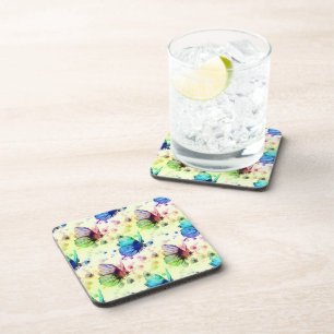 Watercolor Butterflies Cork-Backed Coasters