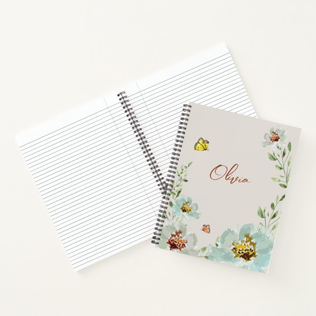 Watercolor butterflies Flowers Personalized Notebook (Inside)