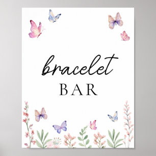Watercolor Butterflies Games Bar Buffet Table Sign