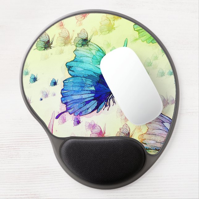 Watercolor Butterflies Gel Mouse Pad (Left Side)
