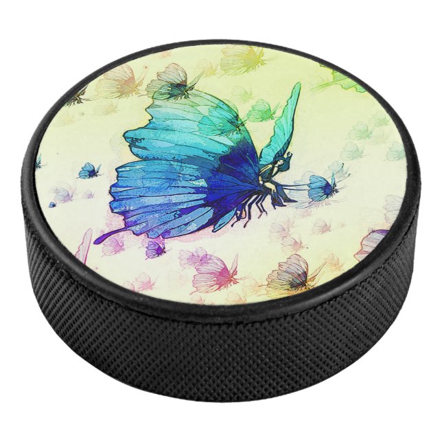Watercolor Butterflies Hockey Puck (3/4)