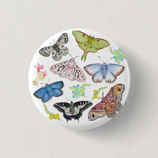 Watercolor Butterflies in Flight Button