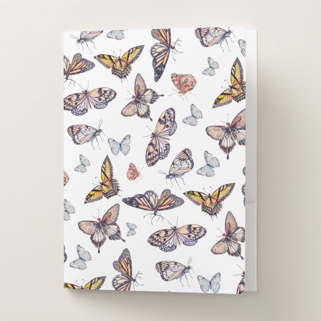 Watercolor Butterflies Insect Butterfly Pocket Folder (Front)
