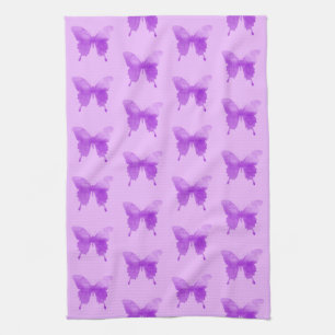 Watercolor Butterflies - Lavender and Violet Kitchen Towel