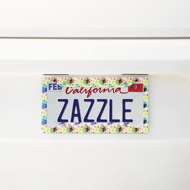 Watercolor Butterflies License Plate Frame (On Car)