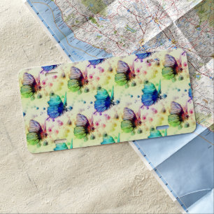 Watercolor Butterflies Licenseplate License Plate