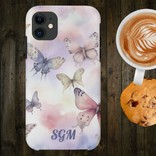 Watercolor Butterflies Monogram  iPhone 11 Case