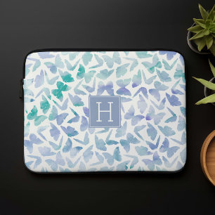 Watercolor Butterflies Monogrammed Laptop Sleeve