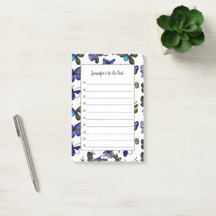 Watercolor butterflies monogrammed to do list post-it notes