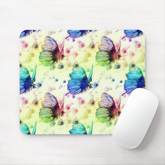 Watercolor Butterflies Mouse Pad (With Mouse)