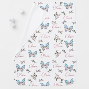 Watercolor Butterflies Name Blanket