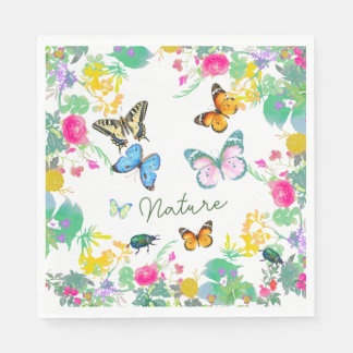 Watercolor Butterflies Nature T-Shirt Design | Napkins